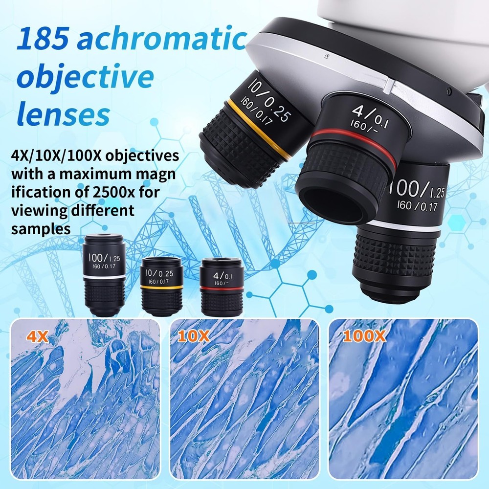 Microscope for Kids & Adults, 40X-2500X High-Power Compound Microscope for St...