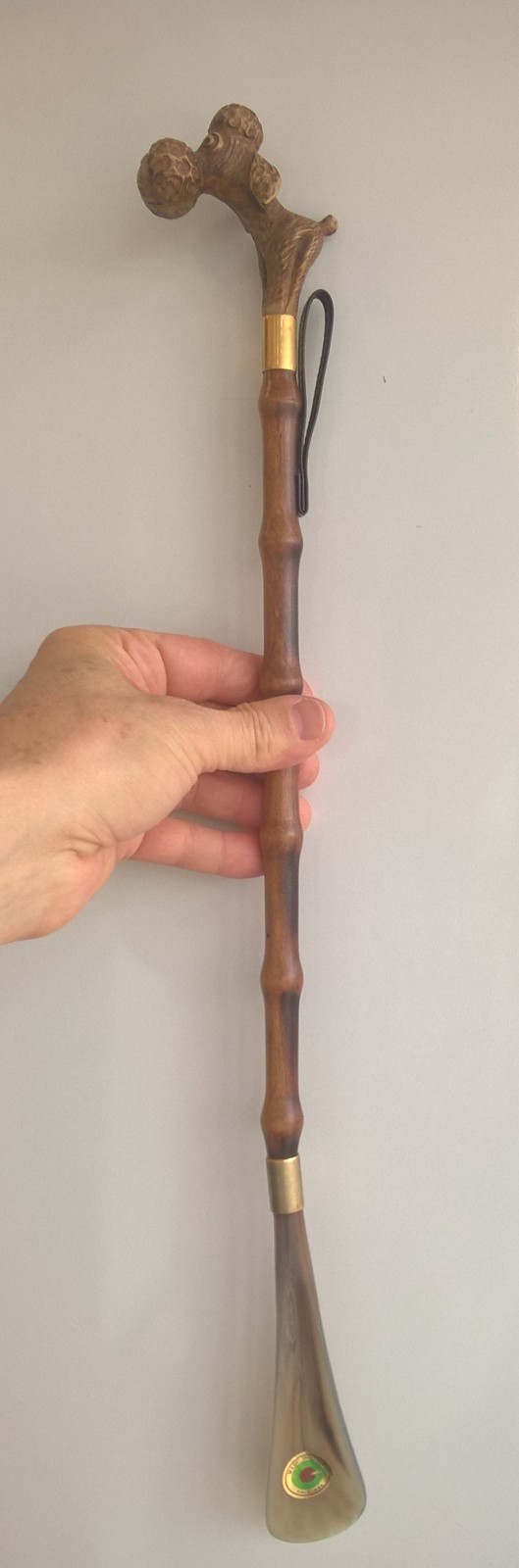 Italian Shoe Horn Italy Original Poodle Dog Head Wood Or Bamboo Extra Long 21.5"