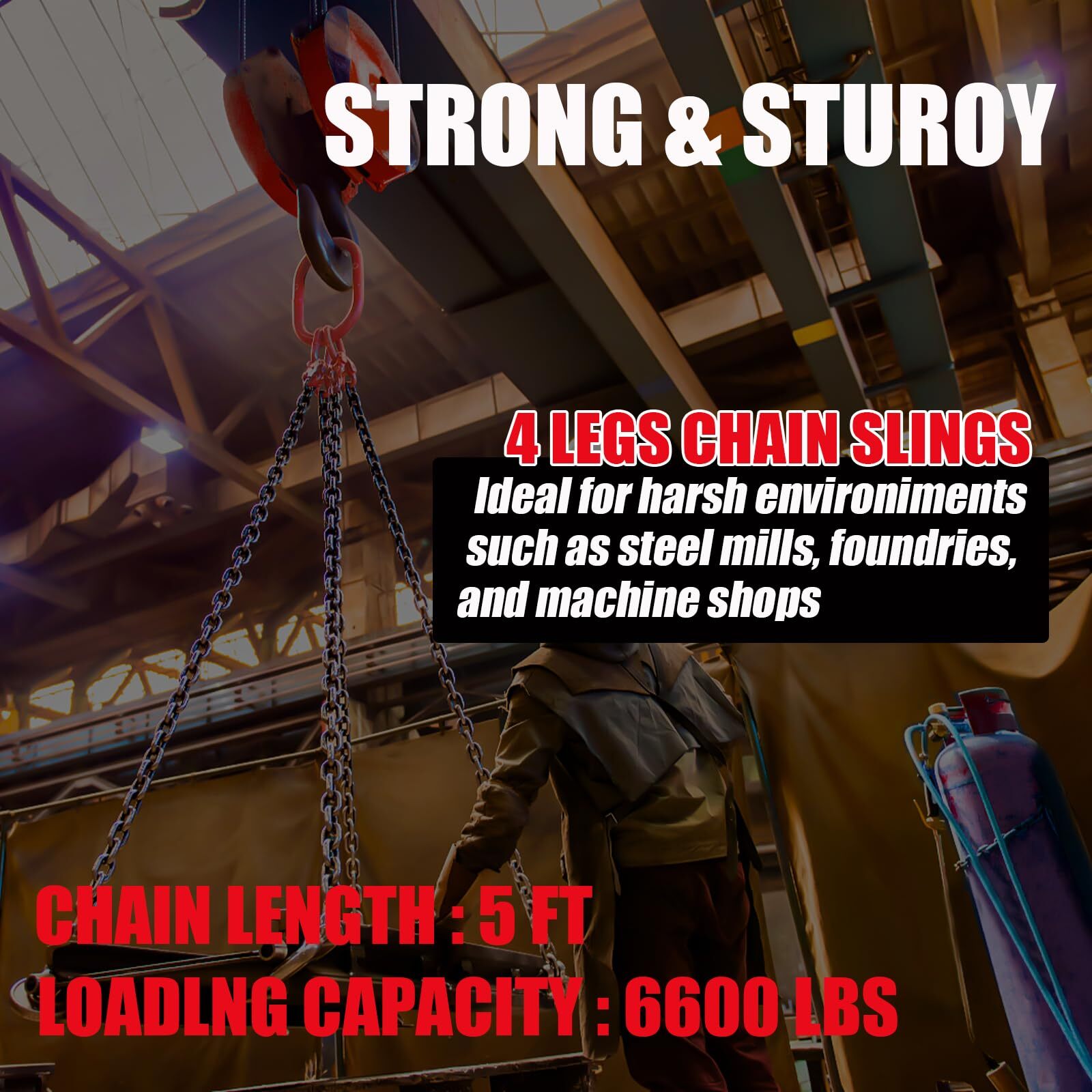 3 Ton 4 Leg Chain Sling, G80 Alloy Steel 4 Way Chain Slings Quadruple Leg Slings