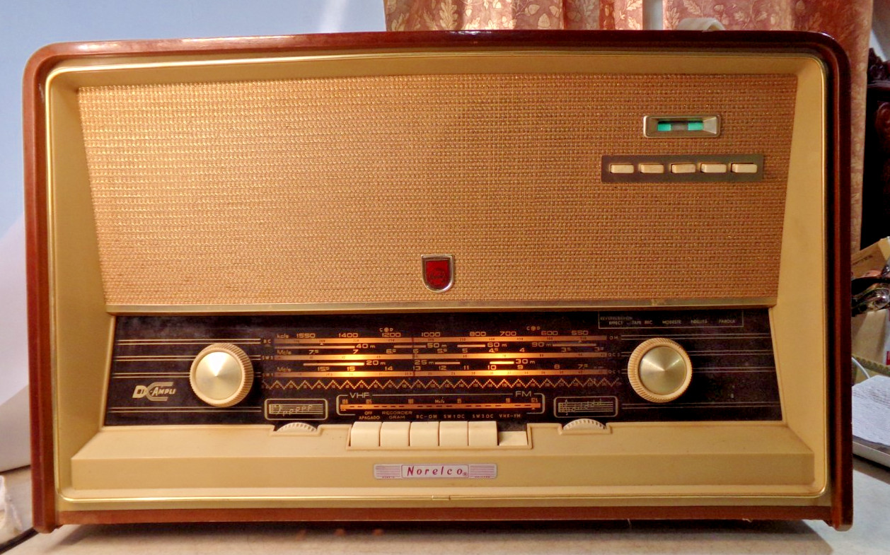 WORKS Norelco Radio Bi-Ampli Made in Holland B5X98A HUGE 21.25" x 13.25" x  8.5"