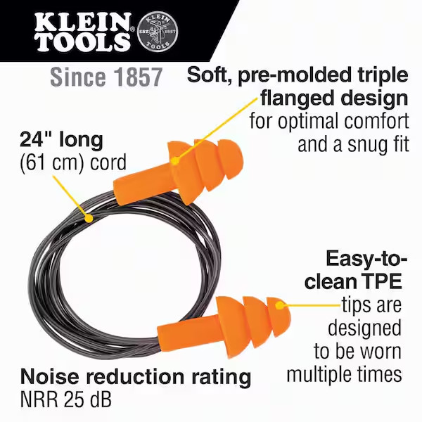 Corded Ear Plugs (6-Pairs)