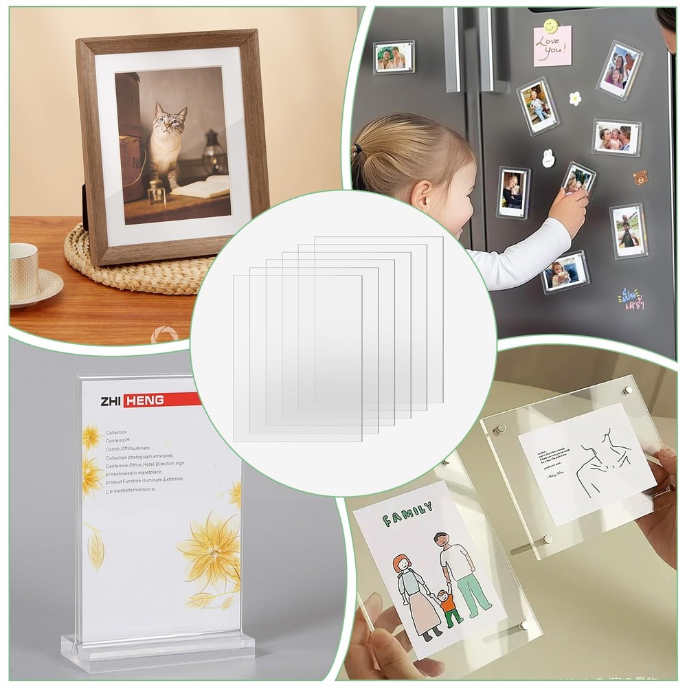 TKOnline 6 PCS Plexiglass Sheets, 8.5" x 11" x x 11", 1mm Thick, clear