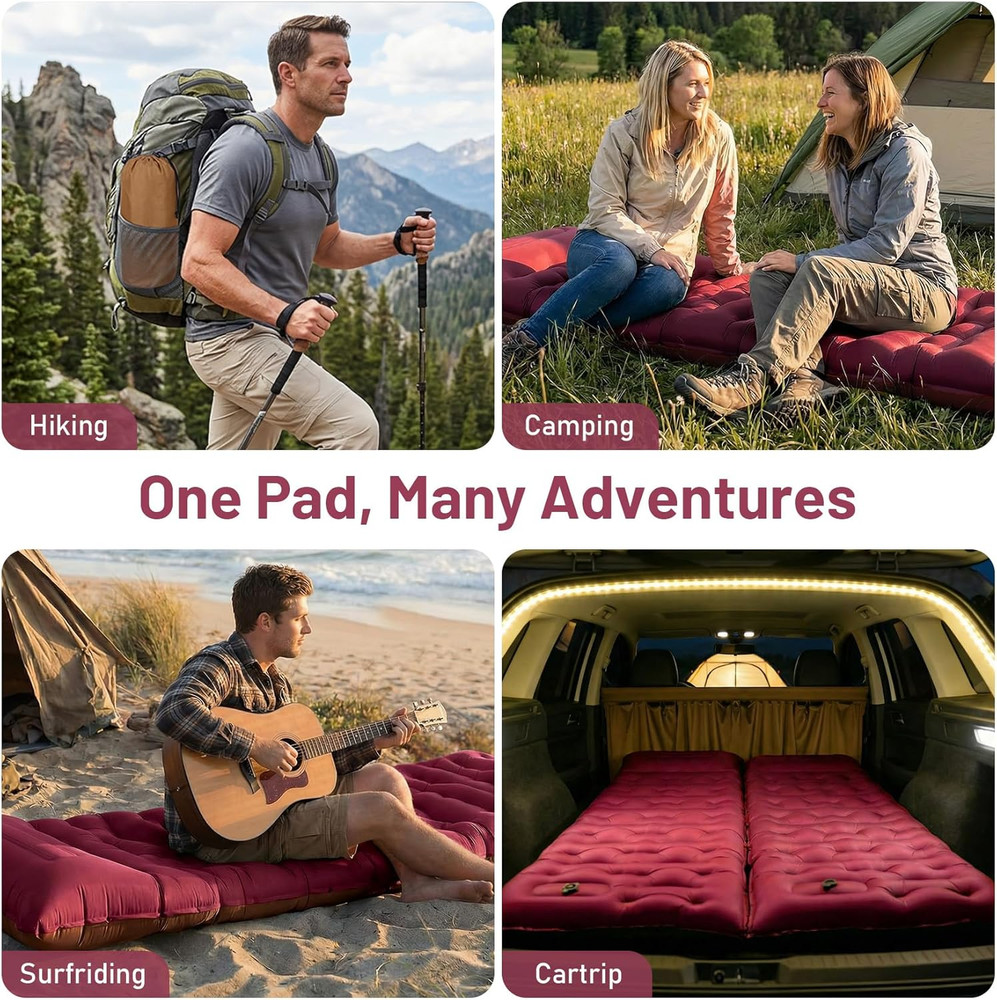 Camping Sleeping Pad,Extra Wide 6 Inch Thick Inflatable Sleeping Pads with Built