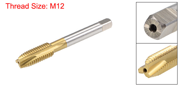 Spiral Point Plug Threading Tap M12 x 1.75 Thread Ground Threads H2 3 Flutes HSS
