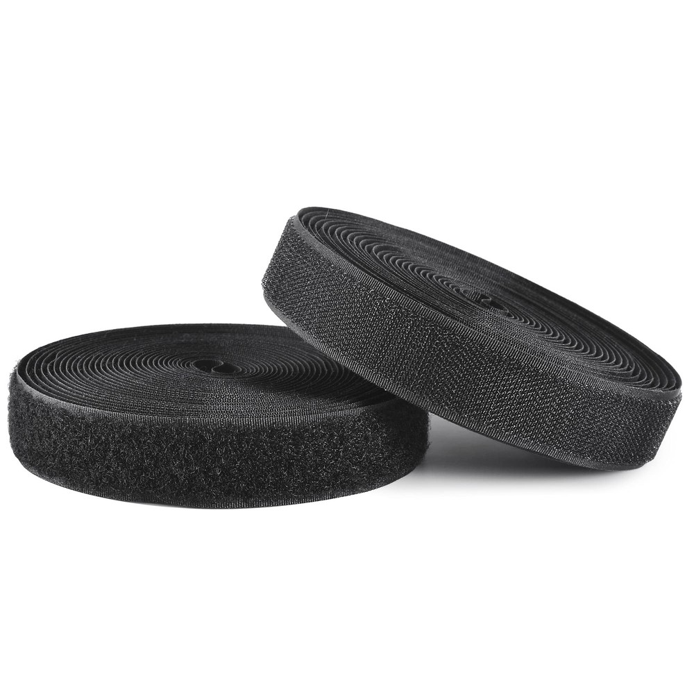 BQS 6 Yards Sew On Hook Loop Strips Nylon Fastener Black 1" Width