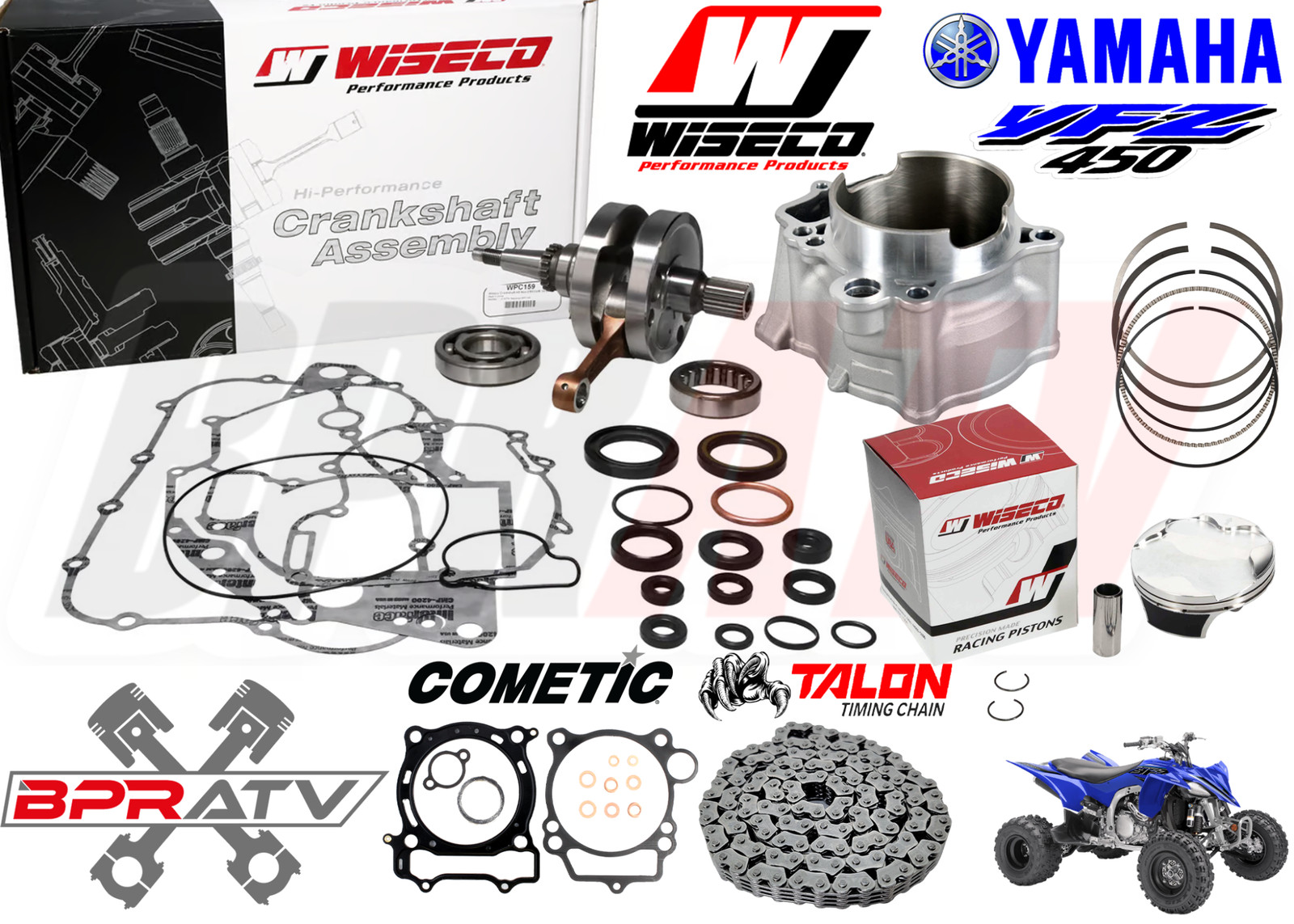 Yamaha YFZ450 YFZ 450 Engine Rebuild Kit Wiseco Crank Piston Cylinder Stock Bore