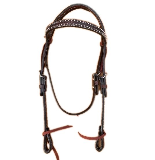 Weaver Basket Tooled Leather Silver Dot BROWBAND Western Horse Headstall