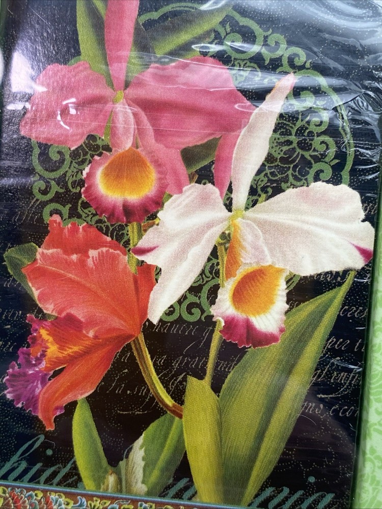 Punch Studio Playing Cards Decks Double Storage Case Decorative Orchids