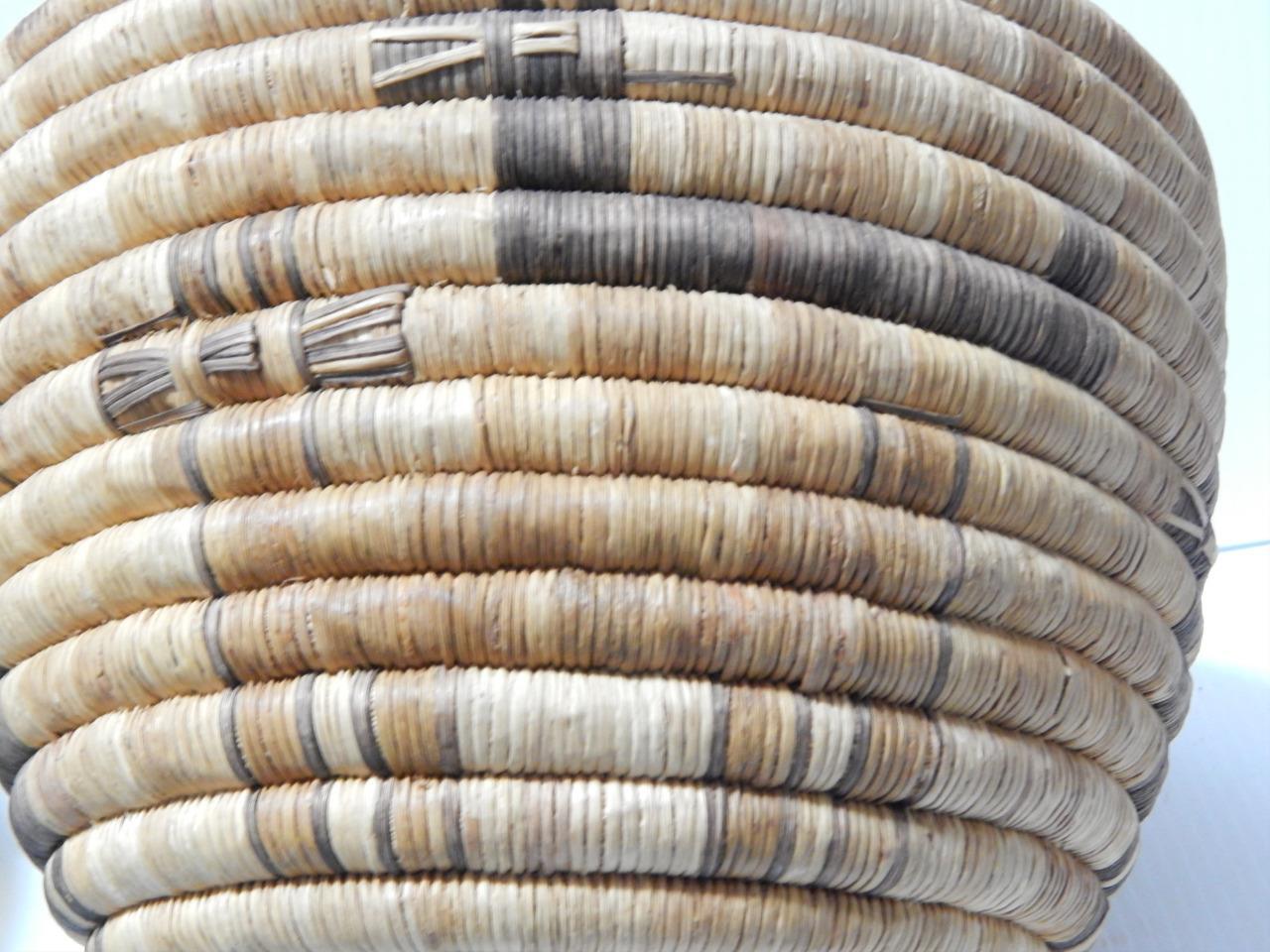 ANTIQUE VINTAGE HOPI PUEBLO DEER PICTORIAL INDIAN COILED BASKET POLYCHROME