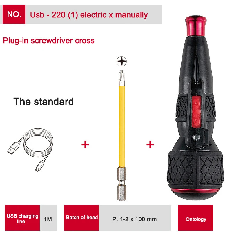 Multifunction Electric Cordless Screwdriver 220 USB Rechargeable Drill Set