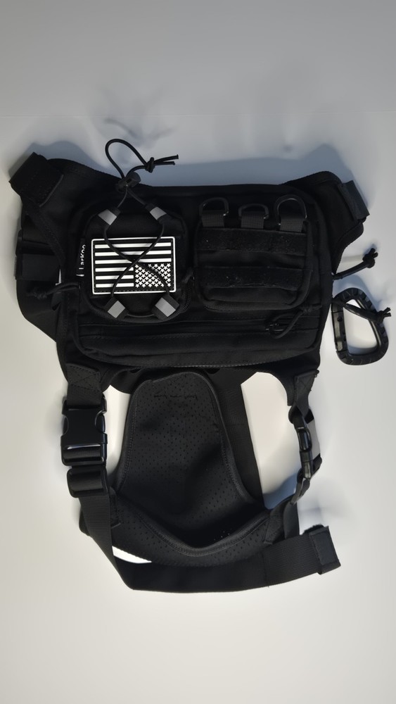 Black Tactical Chest Rig Nylon Mesh Adjustable Multiple Pockets-LarkO (COD086)