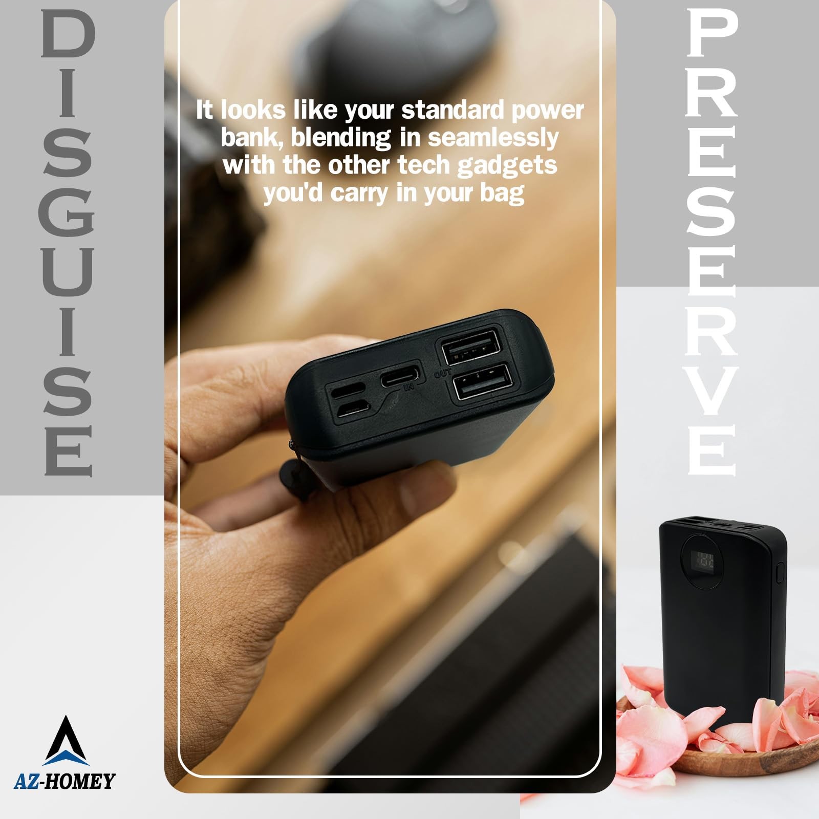 Diversion Safe Power Bank-Hidden Storage Compartment for Valuables, Secret ,