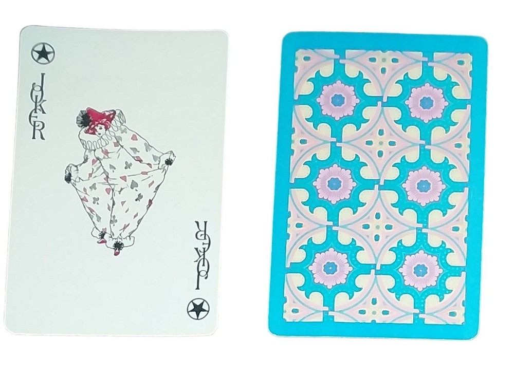 Pink Blue Boho Design Patterns Clown Playing Cards Junk Journal Scrapbook