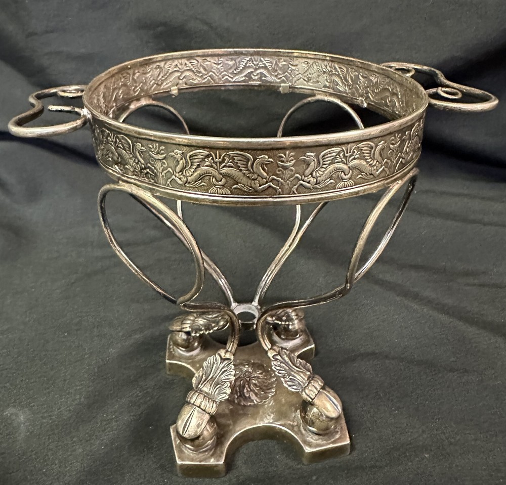 Antique Sterling Silver Compote Cut Crystal Insert