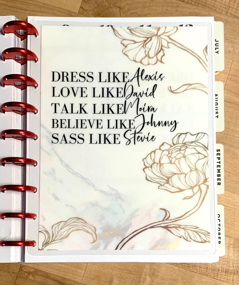 Schitt's Creek Inspired Two-Sided Dashboard for use w Classic Happy Planner~