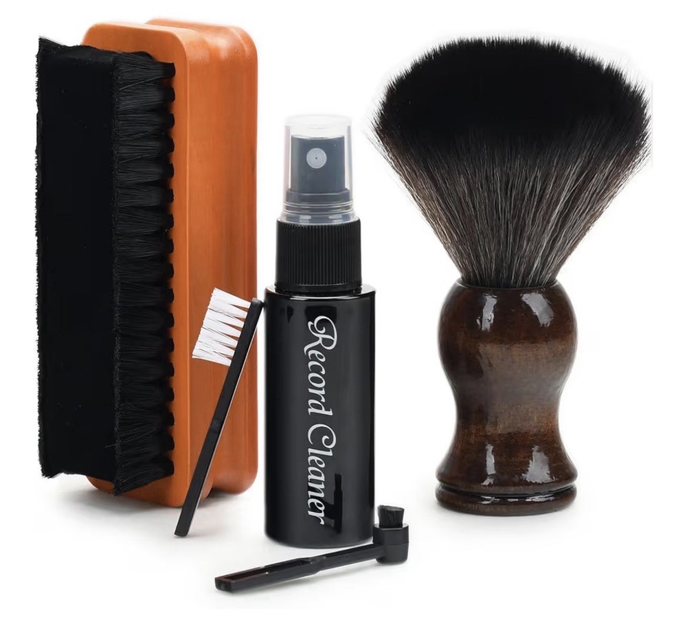 Vinyl Record & Turntable Cleaning Kit with Brushes, Solution, Cloth, Case