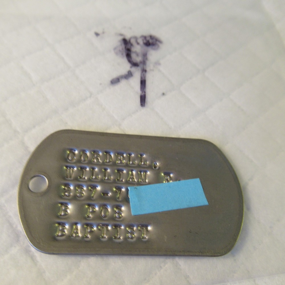 VINTAGE US MILITARY SINGLE  DOG TAG  WILLIAM CORDELL