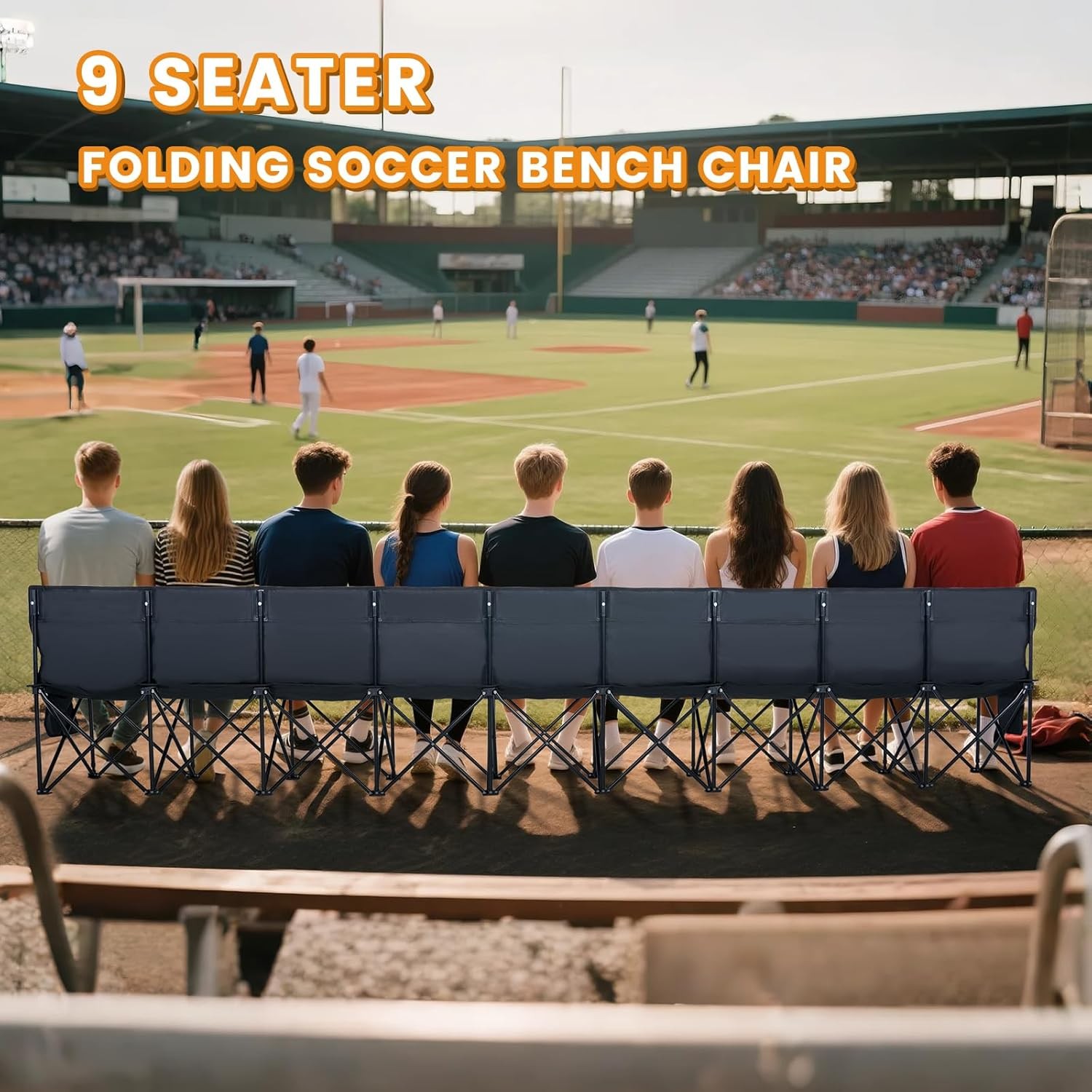 NAIZEA 4/6/9-Seater Sports Bench Folding Bench Chair Sideline Bench for Sports