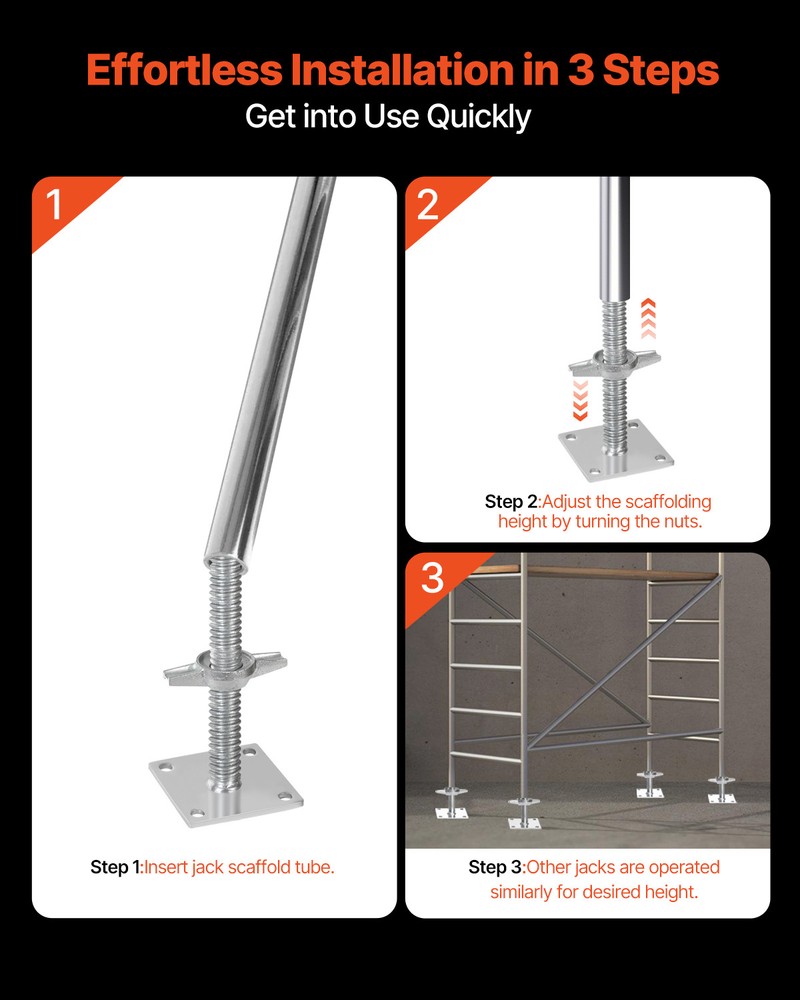 VEVOR 4-Pack Adjustable Leveling Jacks Solid Screw for Baker-Style Scaffolding