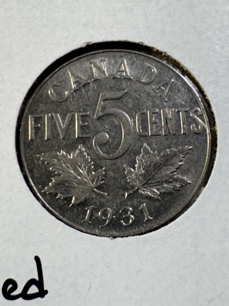 1931 Canada 5 Cents Cleaned