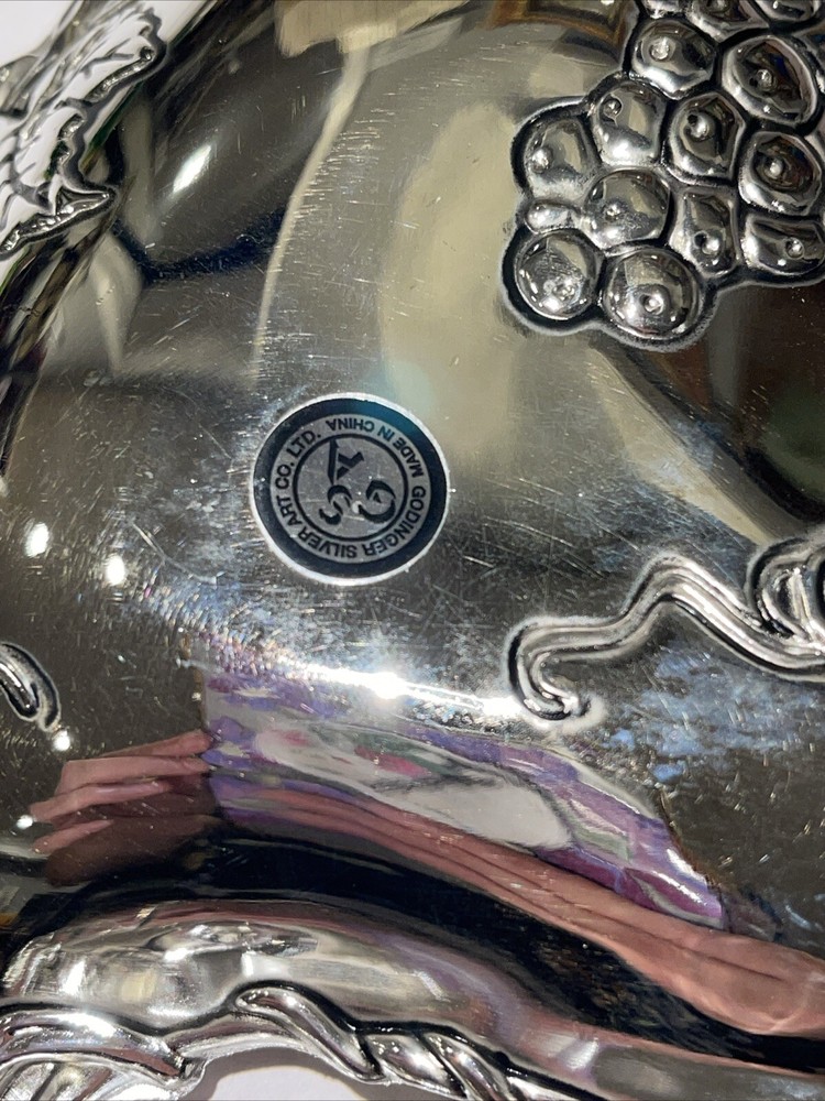 Godinger Silver Art Co Double Heart Silver Plated Serving Dish Grape Design