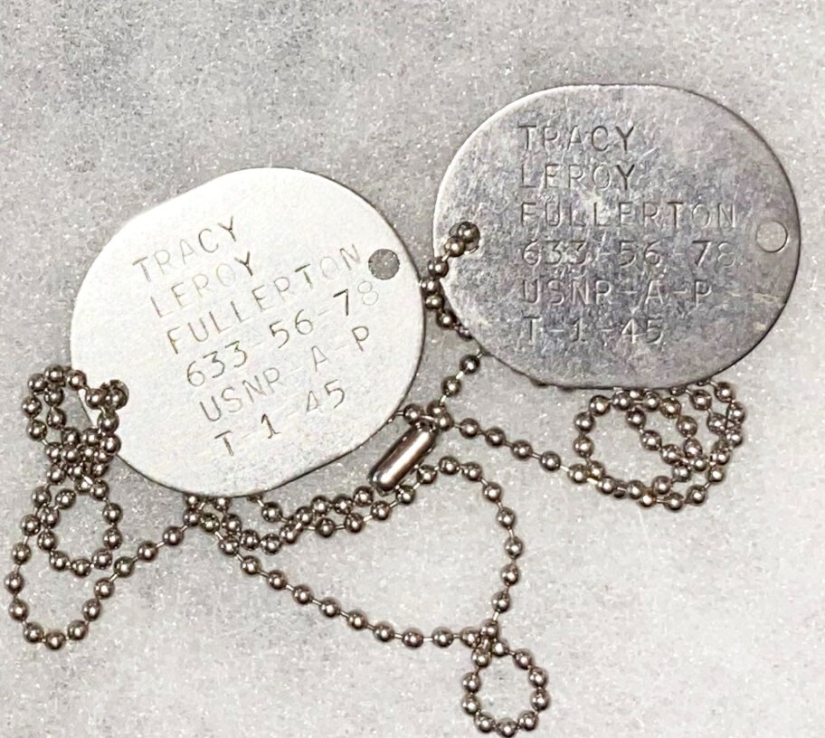 WWII USNR Tracy Fullerton T-45 Dog Tag Set