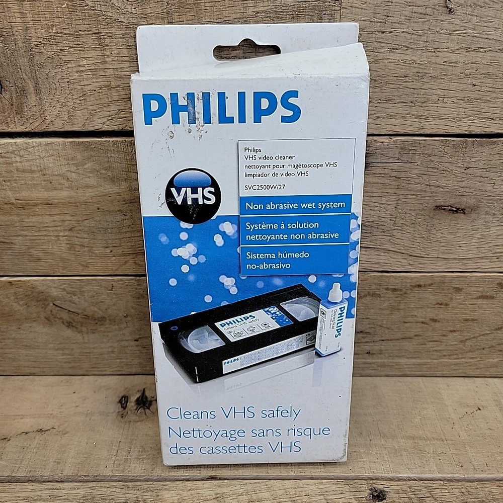 Philips VHS VCR Video Head Cleaner Wet System With Solution in Box