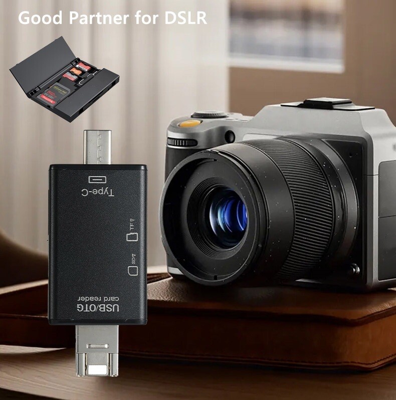 Multi-Port 4 in1 Universal SD TF Card Reader For iPhone, MacBook,Samsung Android