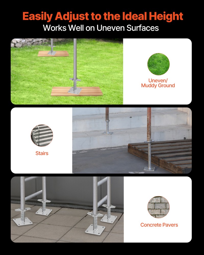 VEVOR 4-Pack Adjustable Leveling Jacks Solid Screw for Baker-Style Scaffolding