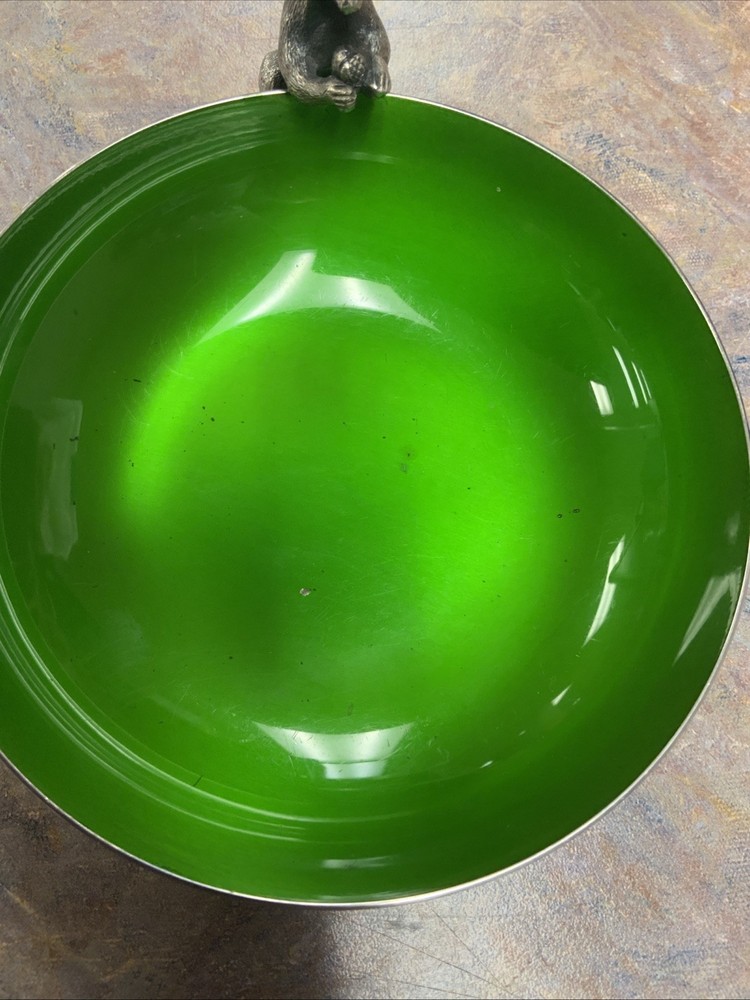 REED AND BARTON GREEN ENAMEL NUT DISH