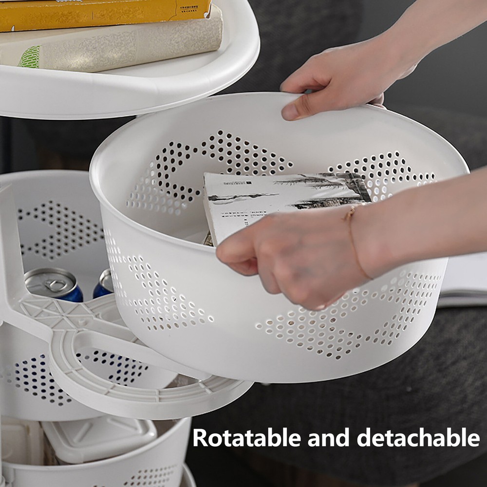 Multi-Layer Kitchen Storage Cart Rotating Basket Vegetable Rack Storage Shelves