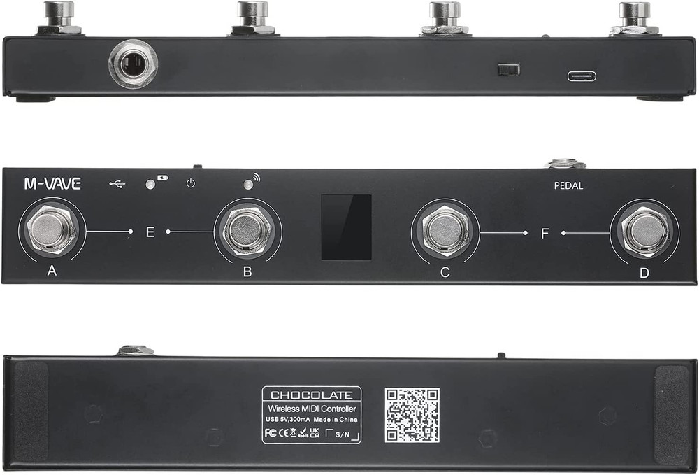 BT MIDI Foot Controller Wireless MIDI Controller Rechargeable 4 Buttons Pedal AP