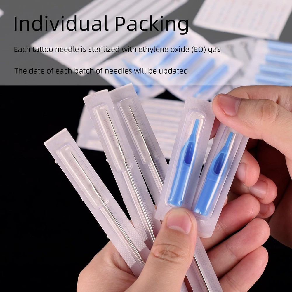 Tattoo Needles & Tips Set, ATOMUS 50pcs Disposable Mixed +...