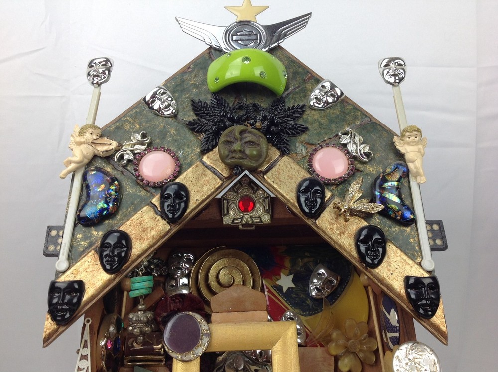 Whimsical Shadow Box Assemblage 3D Wall Art TESA Exhibit Abstract Funky OOAK