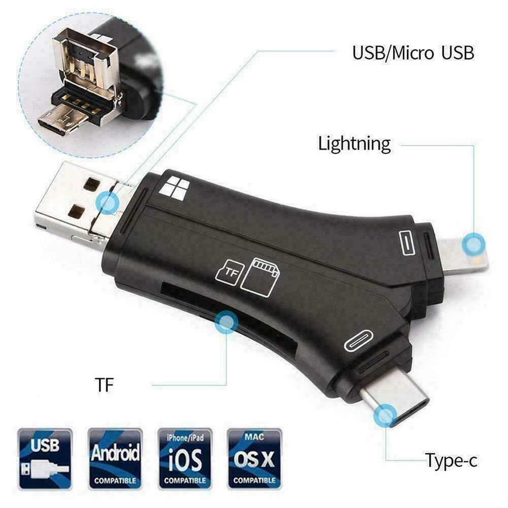 4in1 USB i-Flash Drive Micro SD TF Memory Card Reader Adapter For iPhone Samsung