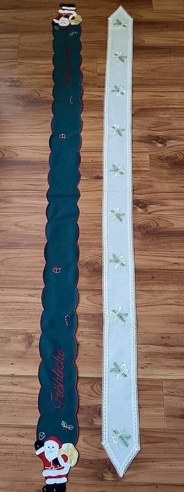 Two Christmas Table runners 64", 66"