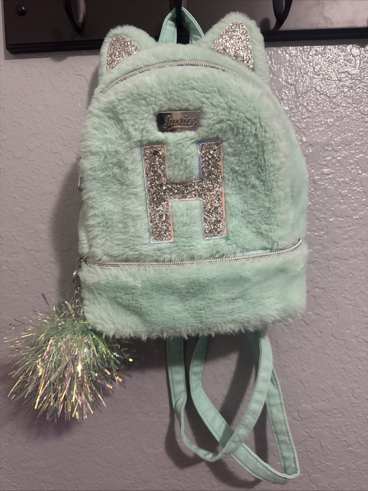 Justice Glitter Kitty Mini Backpack Initial H