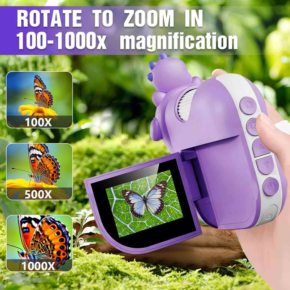 Handheld 2" LCD Screen Digital Microscope 1000X Magnifying Glass for Kids