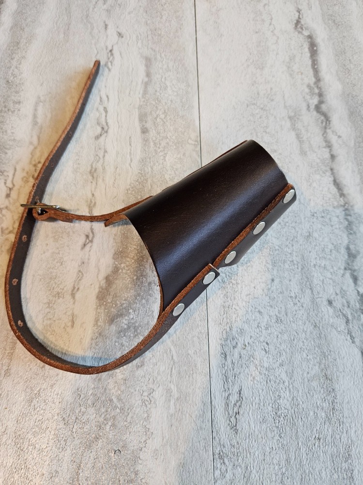 Vet approved small dog leather muzzle adjustable