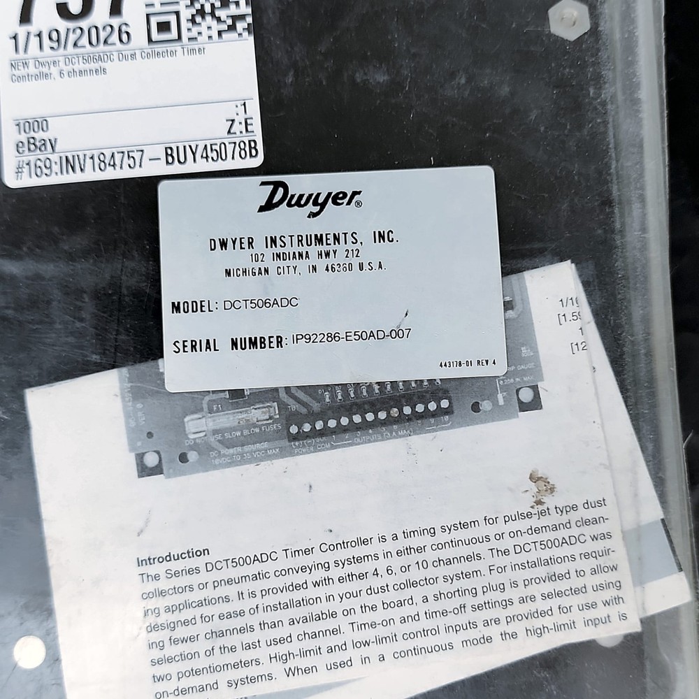 Dwyer DCT506ADC Dust Collector Timer Controller 6-Channel Pulse-Jet System