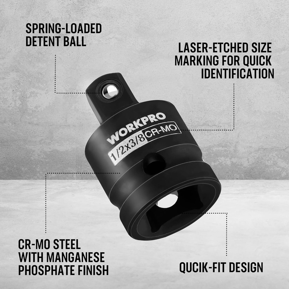 WORKPRO 7Pieces Impact Socket Adapter Set W/3PC 1/4"Hex Shank Drill ExtensionSet