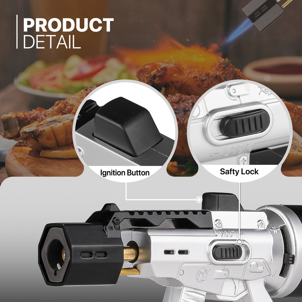 2 Pack Refillable Butane Torch Lighter Adjustable Frame Gun Lighter for Cooking