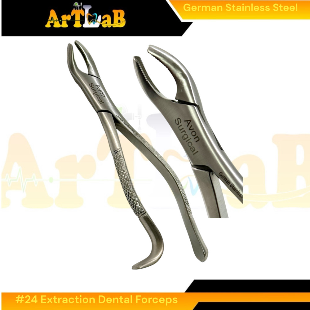Maxillary Molar Extraction Forceps #24, Serrated, Hook Handle, 1st,2nd,3rd Molar