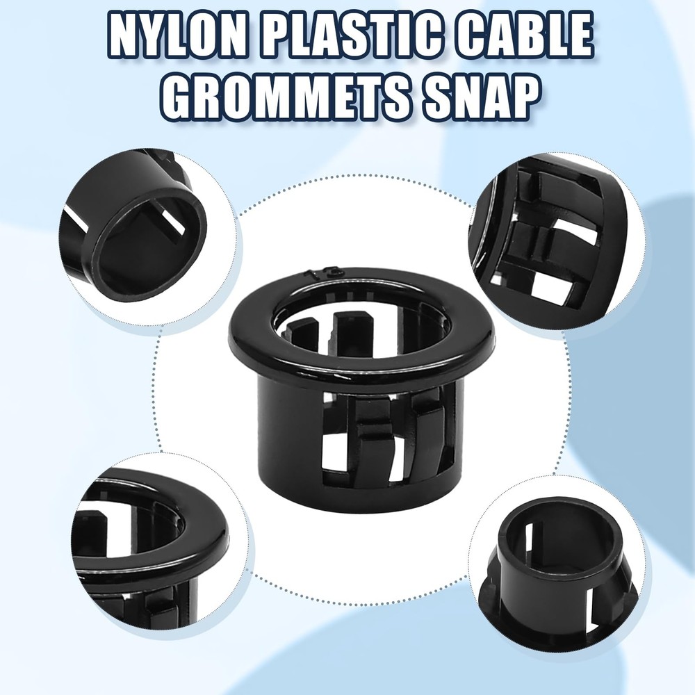 Litoexpe 50 Pack 1/2 Inch Cable Snap Bushing Grommet Protector