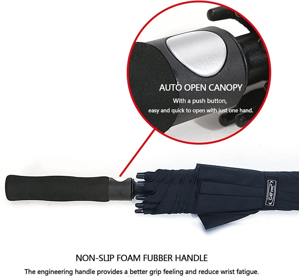 Stylish Automatic Open Golf Umbrella - Windproof, Double Canopy & Lightweight