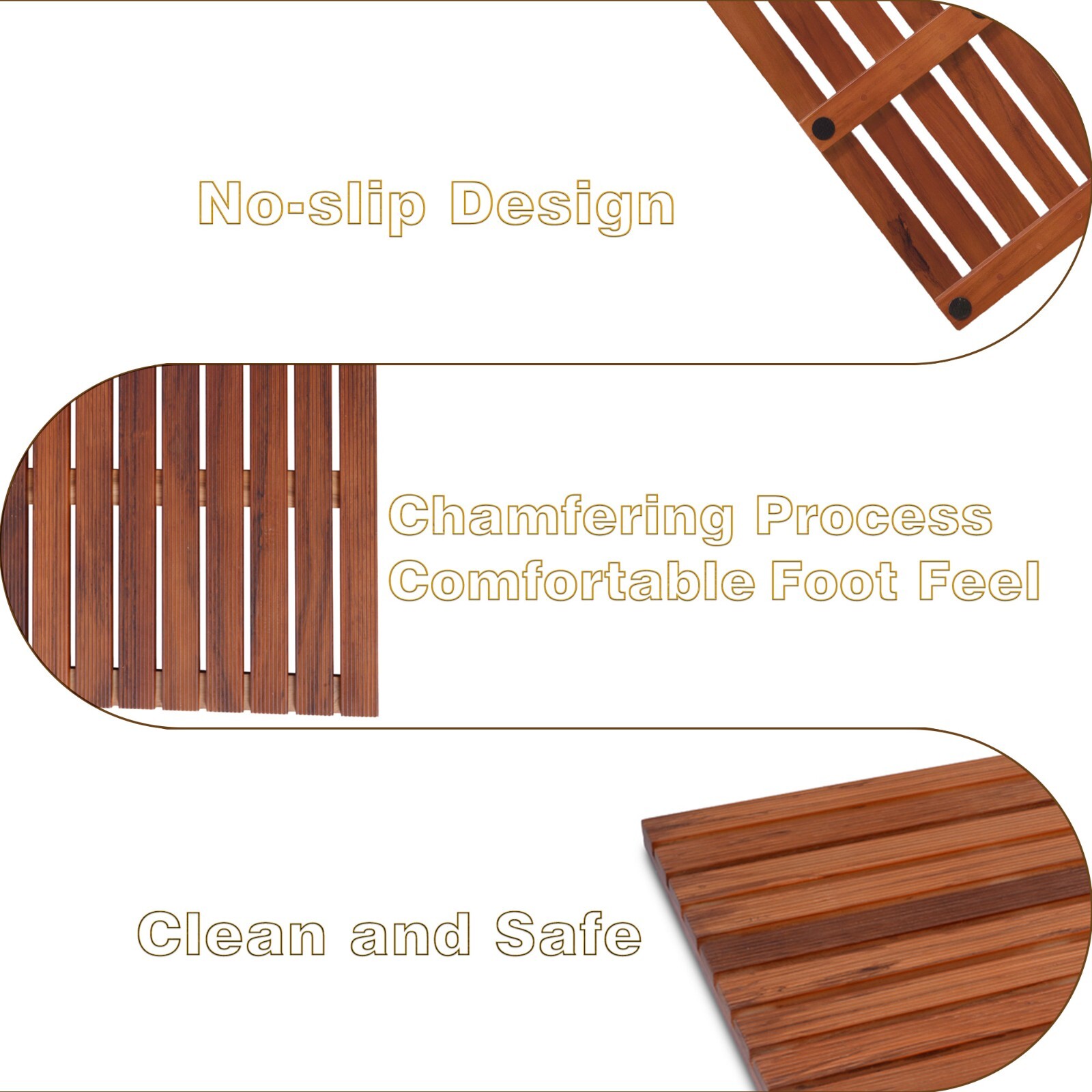 32 x 18 Inch Teak Shower Mat for Bathroom,Wood Bathroom Mat