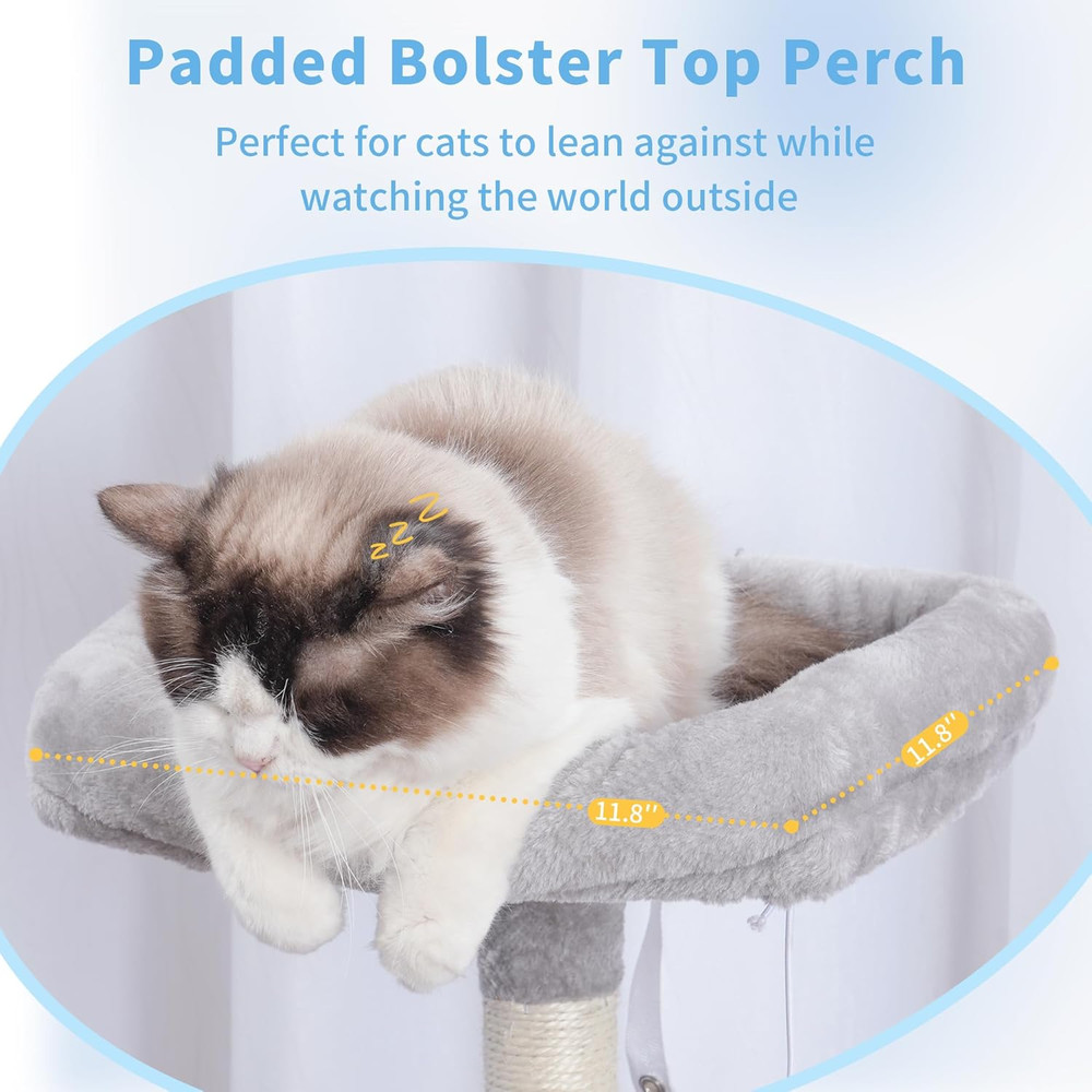 Cat Tree Tower, Scratching Posts with Cozy Condo, Padded Bed, Hammock, Plush Per