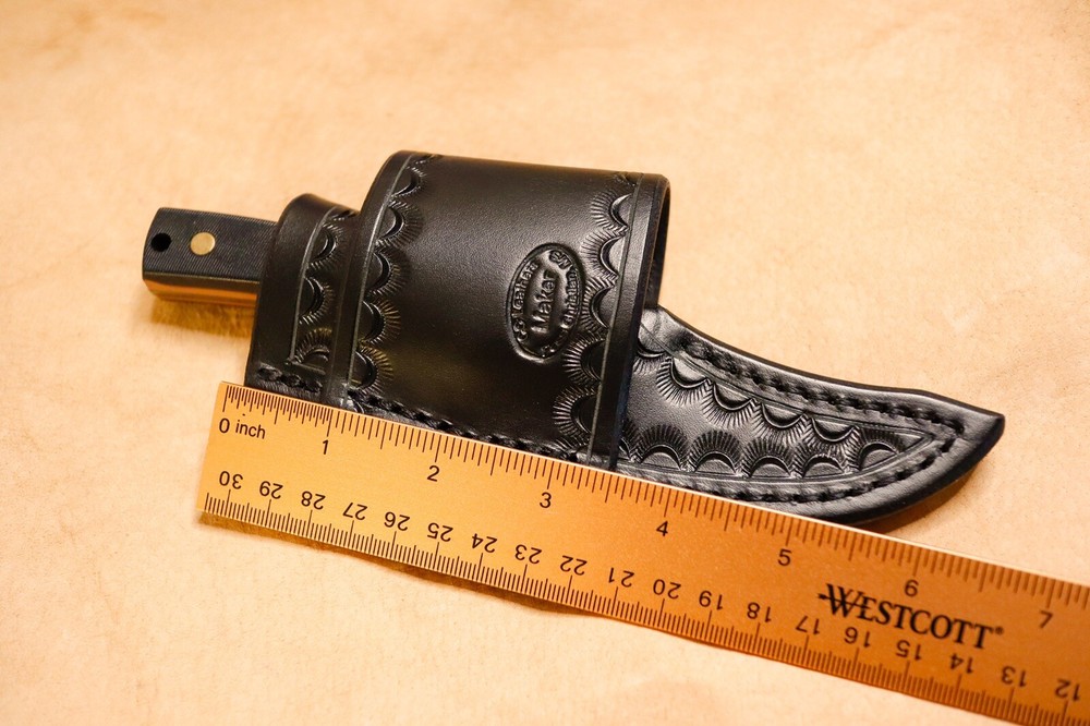 Custom Black Leather Crossdraw Sheath for Schrade Sharpfinger 152OT