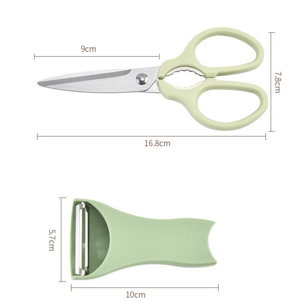 Stainless Steel Kitchen Scissors - Multi-Purpose Kitchen Scissors - Green