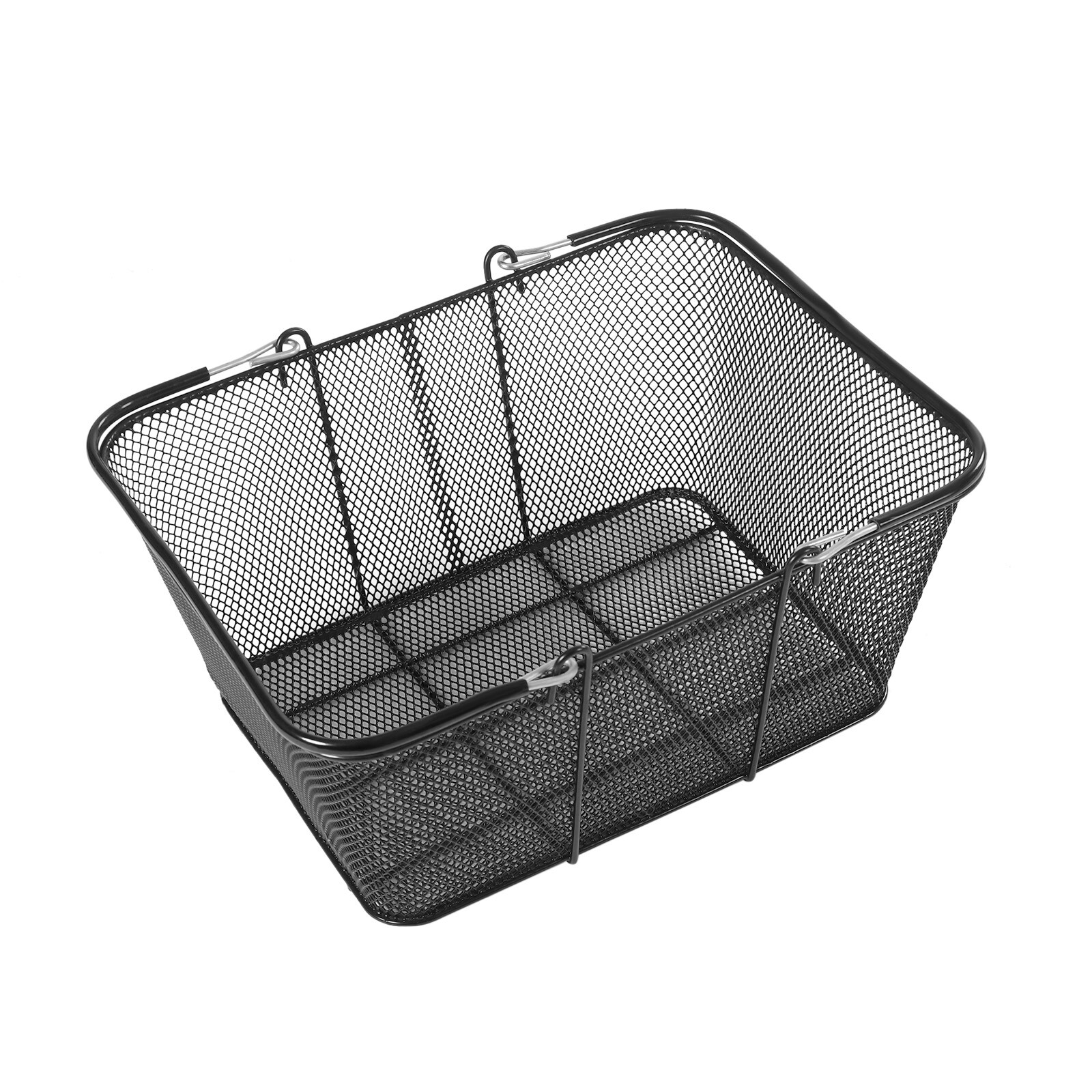 12 Pcs Shopping Baskets With Handles Black Metal Shopping Basket Stackable Iron
